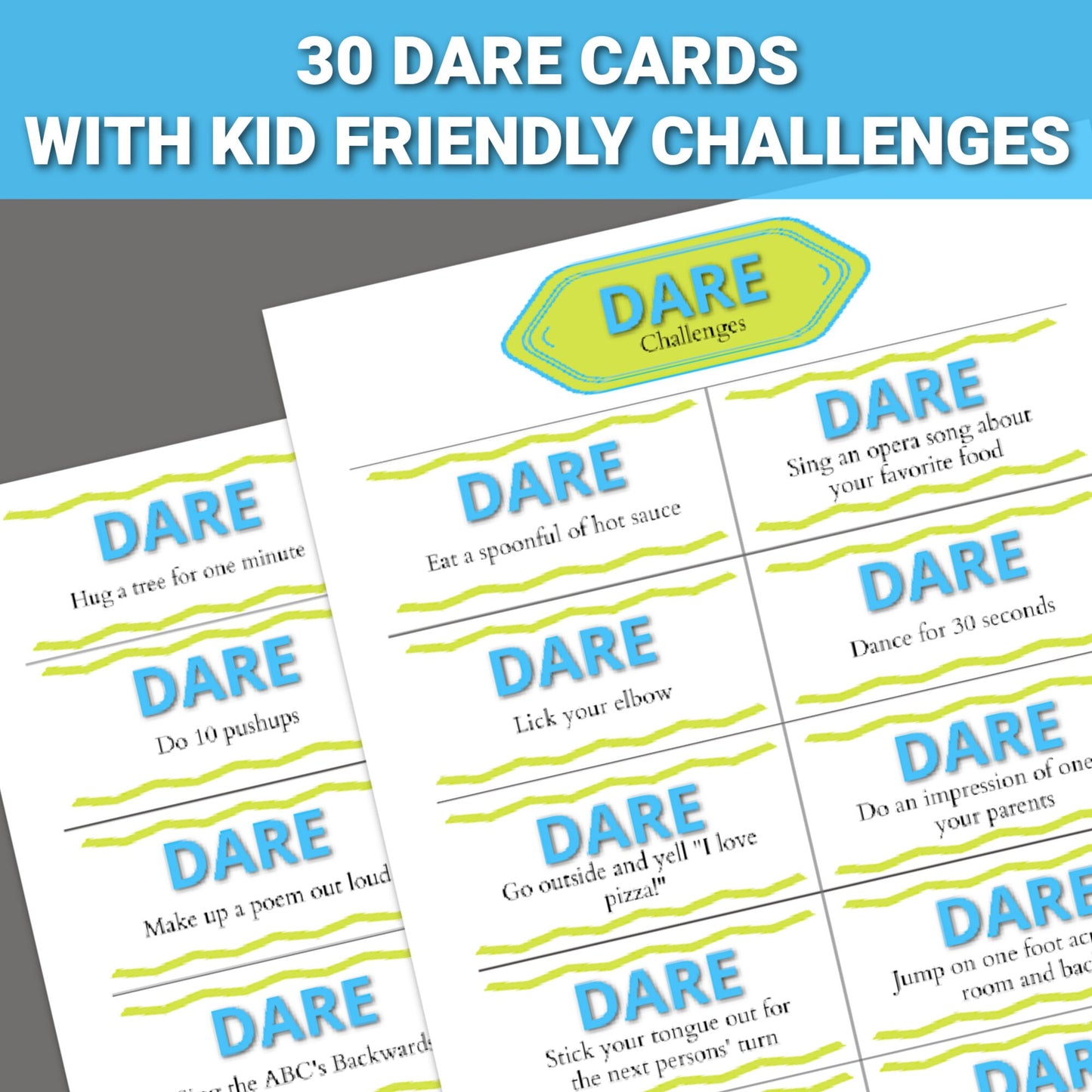 Truth or Dare for Kids, Printable Truth or Dare Game, Family Games, Games for Kids, Kids Activity, Truth or Dare Kids, PDF