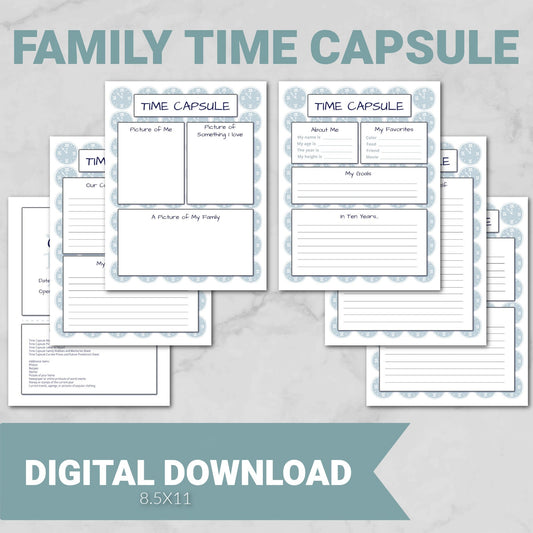 Family Time Capsule Printable, Time Capsule Activity, Digital Download