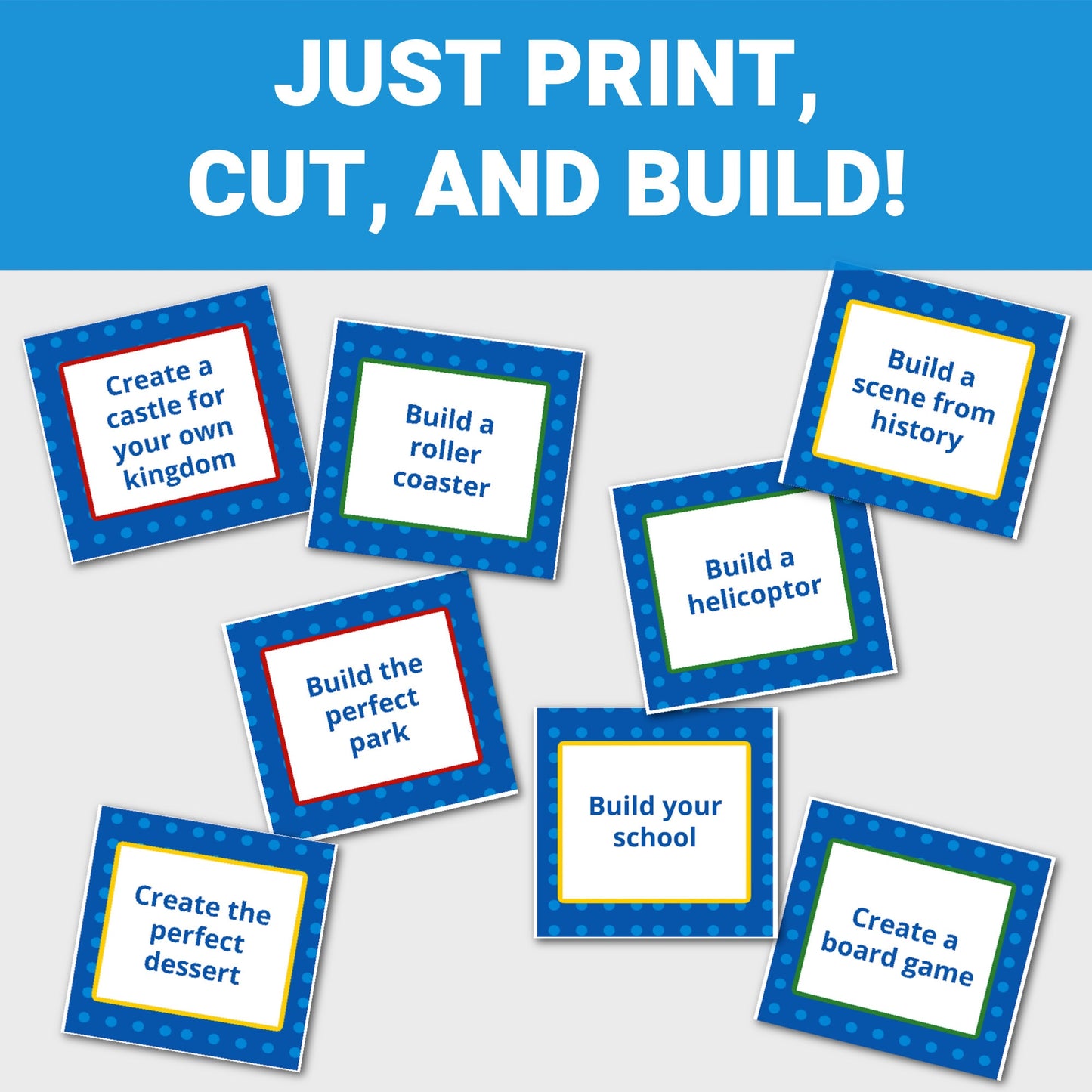 Brick Builder Boredom Buster, Printable Activities for Kids, Building Challenge, STEM Activities, Educational Challenge