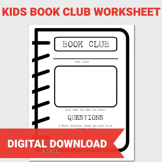 Kids Book Review, Book Club, Book Review Template, Kids Book Review Sheet, Kids Book Report Sheet, PDF