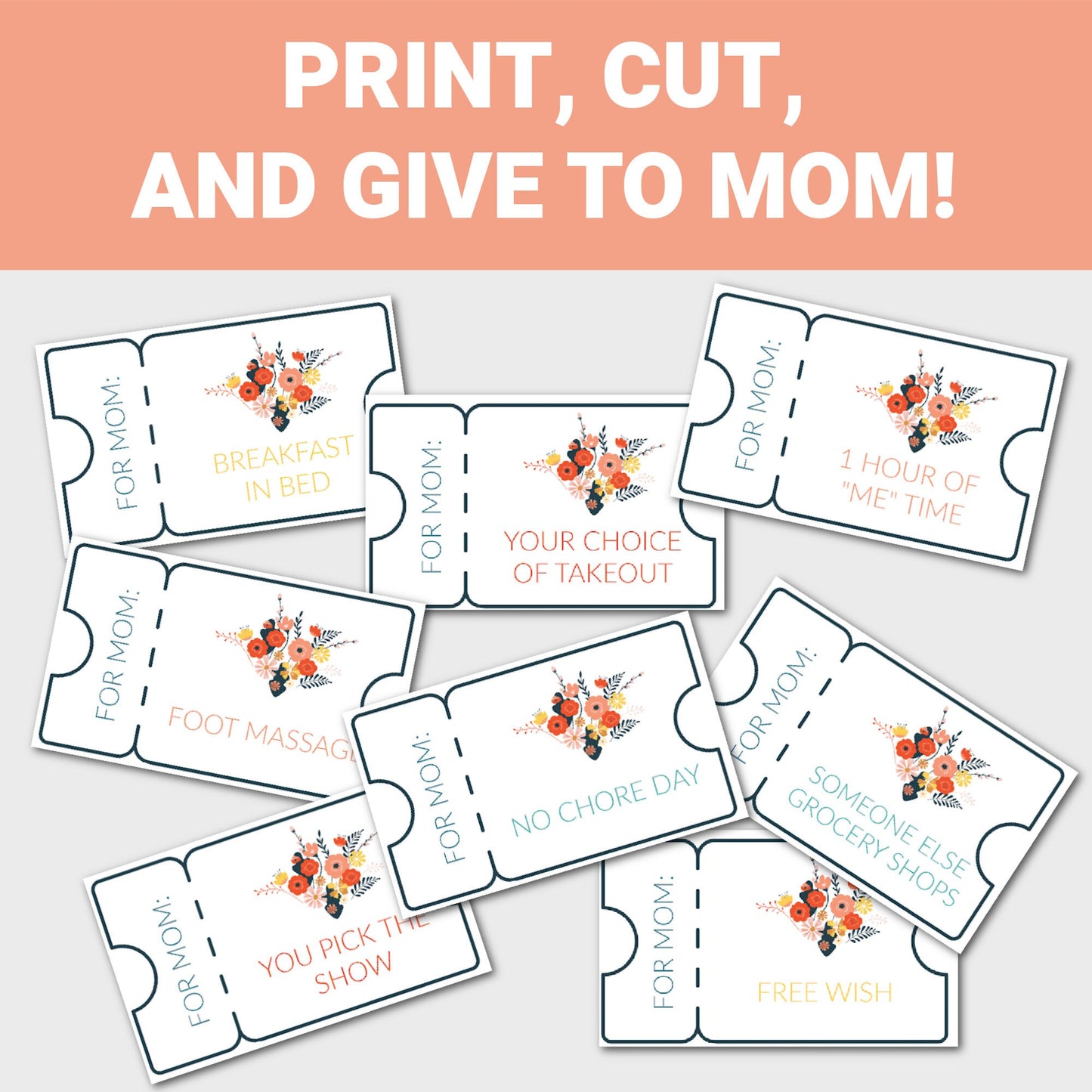 Mother's Day Coupons, Mother's Day Gift, Mother's Day Coupon Book, Printable Mother's Day Coupons, Last Minute Mother's Day