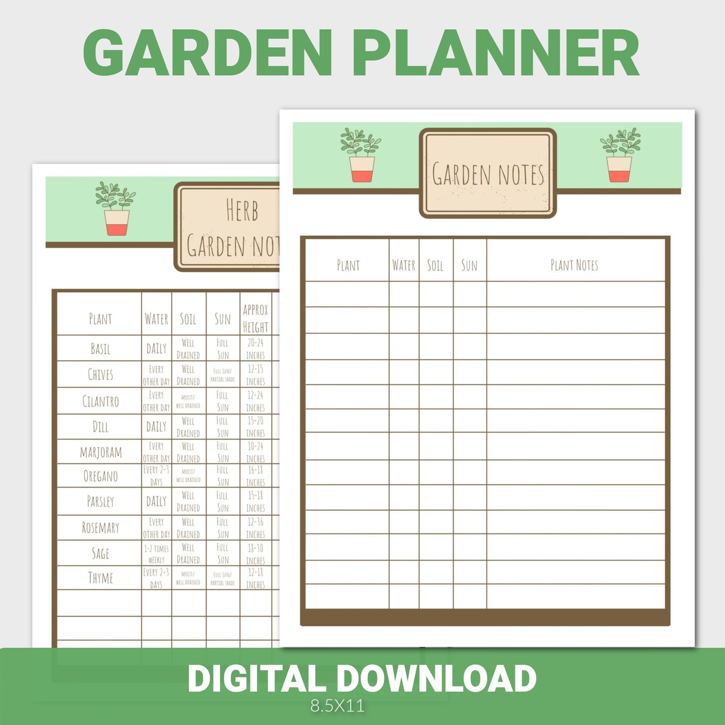 Garden Planner and Tracker, Garden Notes, Garden Planner for Kids, Gardening Log, Garden Journal, Garden Checklist