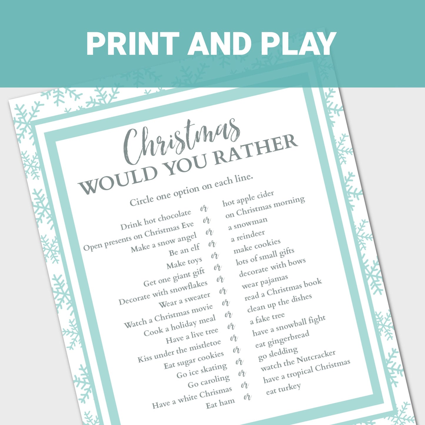 Christmas Would You Rather Game, Kids Christmas Game, Printable Christmas Game, Christmas Activity for Kids, Would you Rather Game