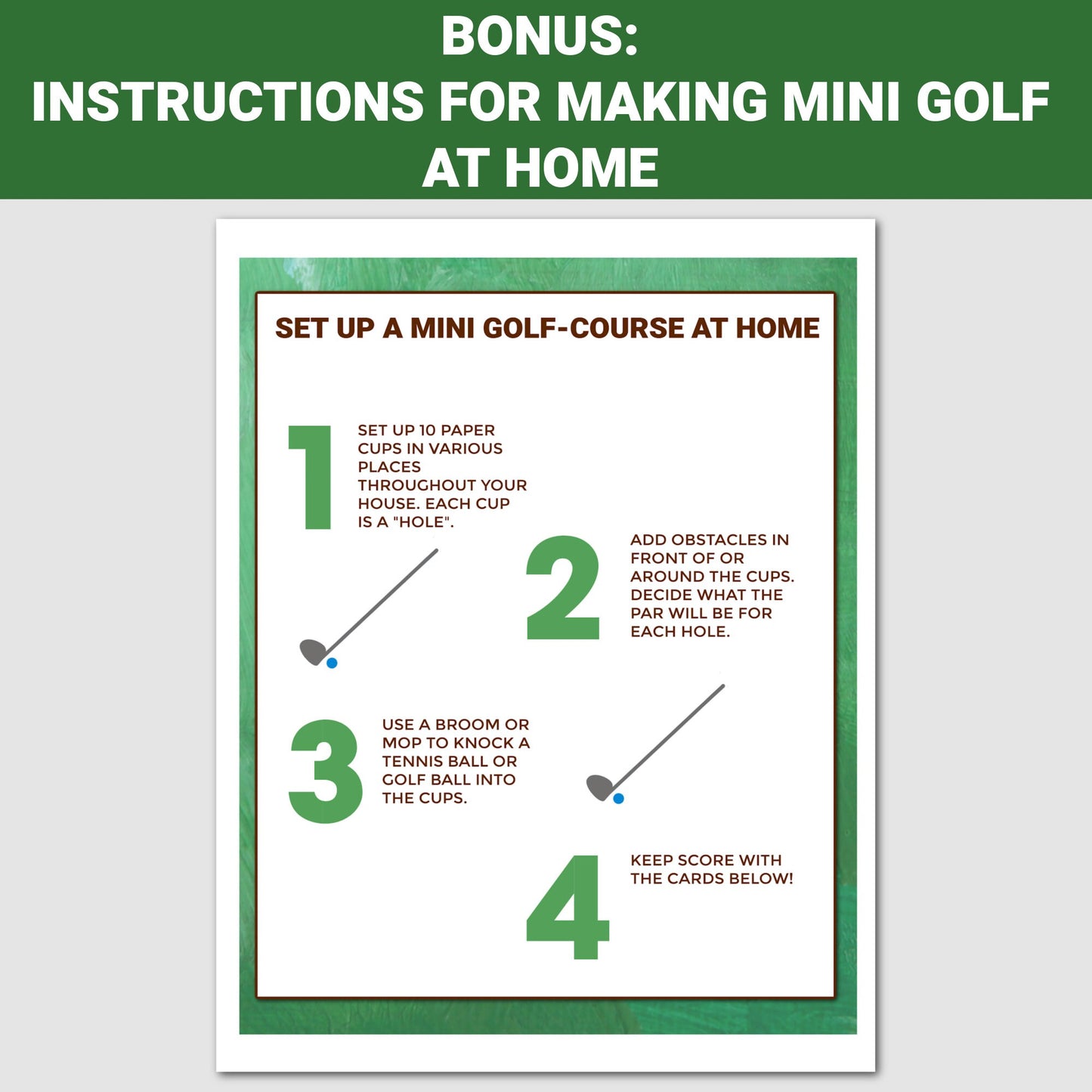 Editable Mini Golf Scorecard, Golf Party Scorecard, Golf Birthday, Golf Scoresheet