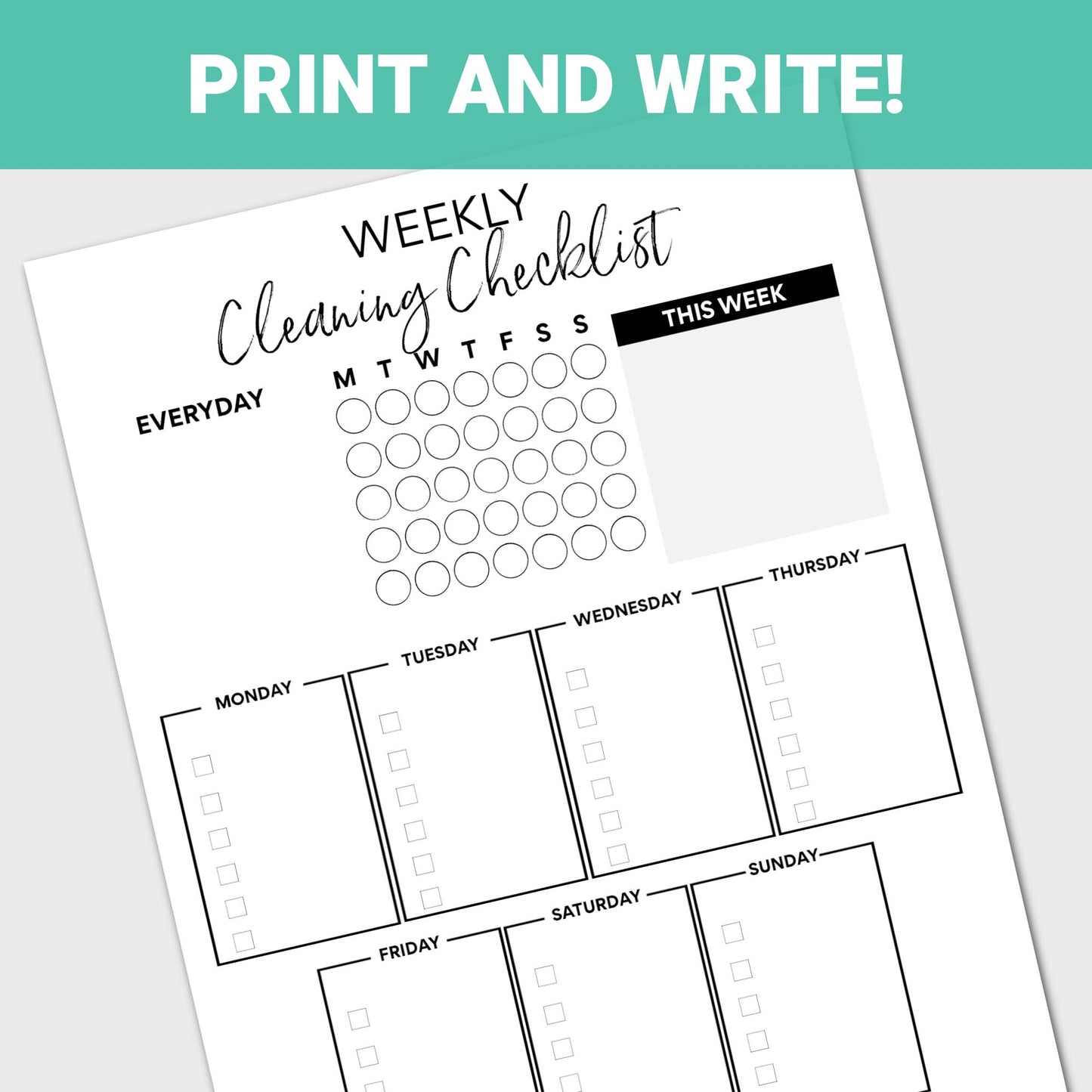 Editable Cleaning Schedule, Weekly Cleaning Checklist, Cleaning Planner, Chore List, House Chores, Instant Download, PDF