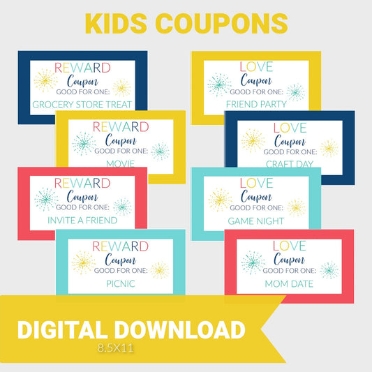 Printable Kids Reward Coupons, Love Coupons for Kids, Coupons for Kids, Kids Activity Coupon, Printable Coupon, PDF