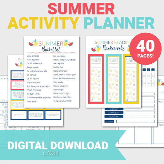 Summer Thrive Kit, Summer Activity Planner, Activity Planner for Kids, Summer Planner, Editable Kids Summer Schedule, Summer Bucket List, Summer Reading, PDF