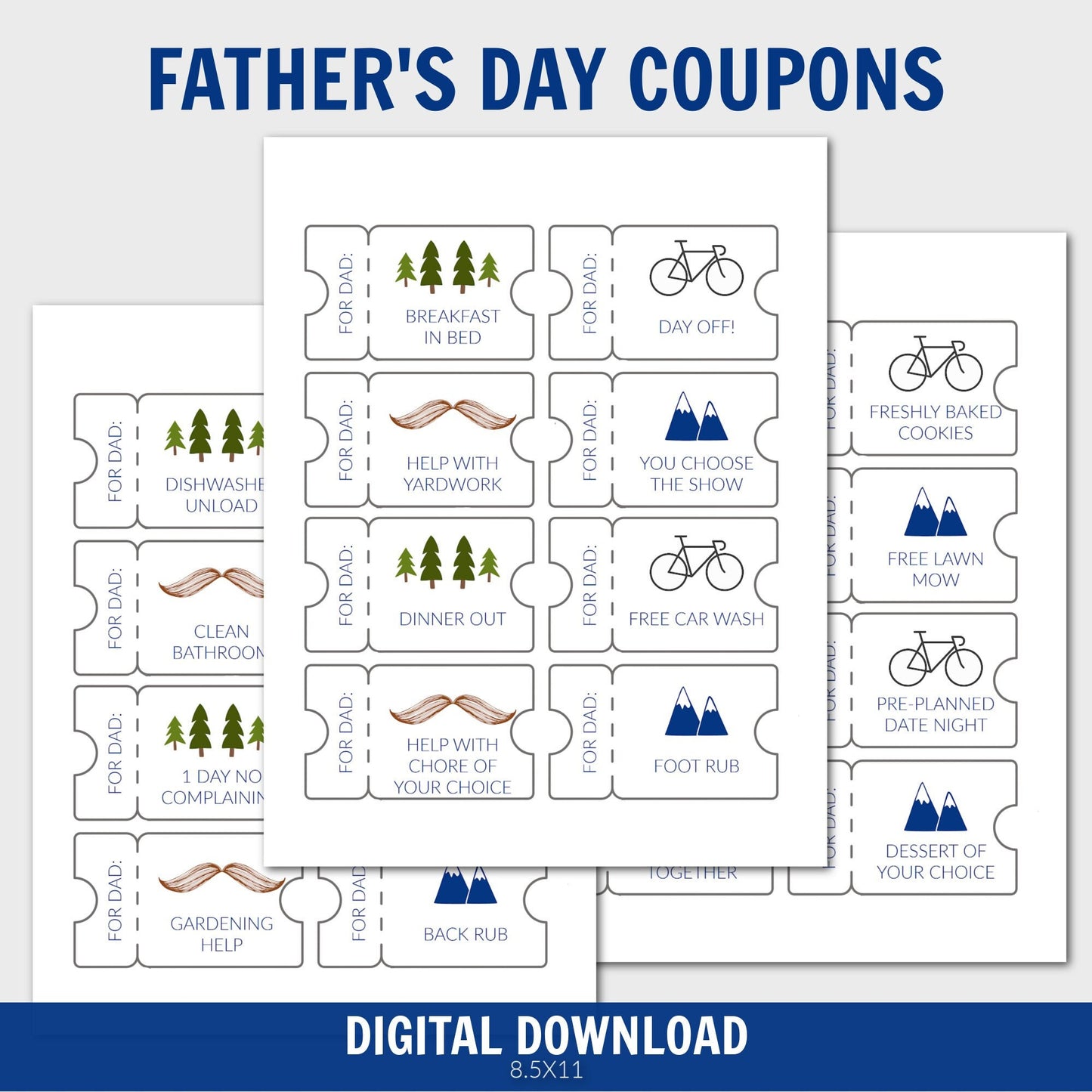 Father's Day Coupon Book, Printable Editable Father's Day Coupons, Father's Day Gift, DIY Gift for Dad, Editable PDF