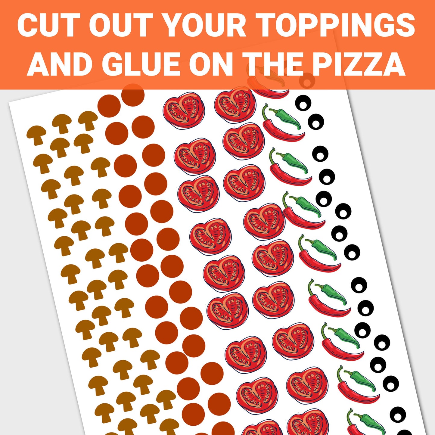 Printable Make Your Own Pizza Activity, Cut and Paste Printable, Pizza Worksheet, Busy Book, Elementary Worksheet