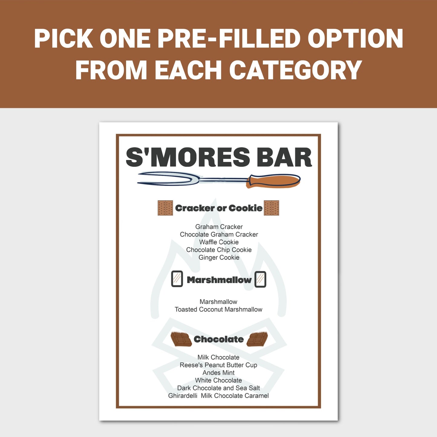 Smores Bar Sign, Smores Station, Smores Party, Editable Smores Sign