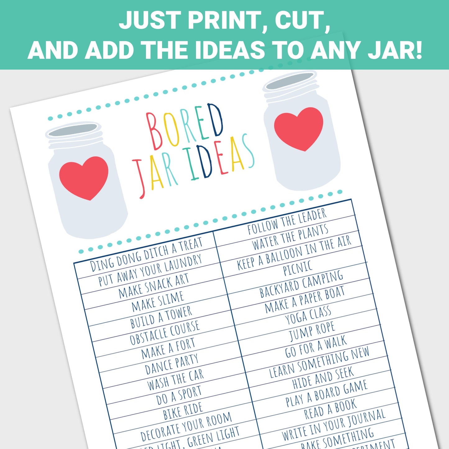 Bored Jar Ideas, Bored Jar Activity Cards, I'm Bored Jar Cards for Kids, Boredom Jar Cards and Activities, Boredom busters