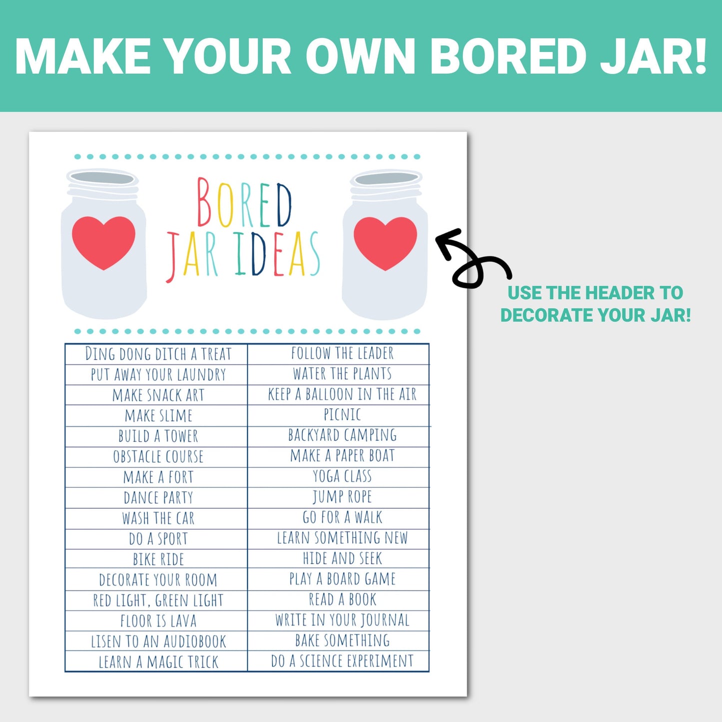 Bored Jar Ideas, Bored Jar Activity Cards, I'm Bored Jar Cards for Kids, Boredom Jar Cards and Activities, Boredom busters