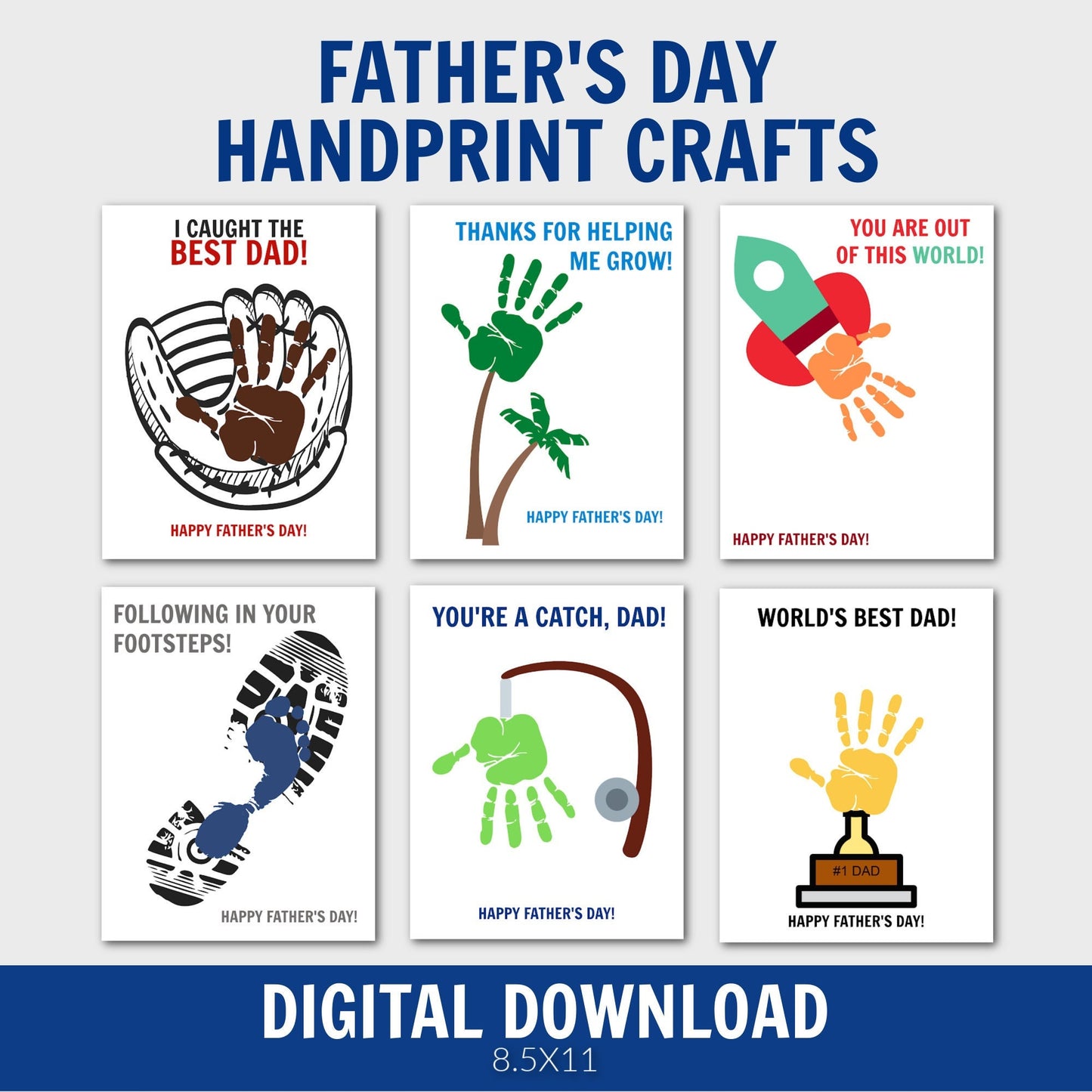 Father's Day Handprint Art, Handprint Keepsake, Handprint Craft, Footprint Craft, Father's Day Keepsake Art