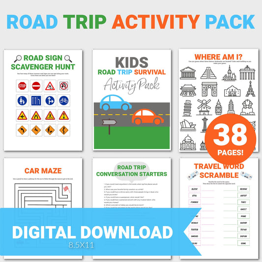 Kids Road Trip Activity Pack, Kids Travel Games, Road Trip Activities for Kids, Road Trip Kit, Road Trip Kit, Summer Printables Pack