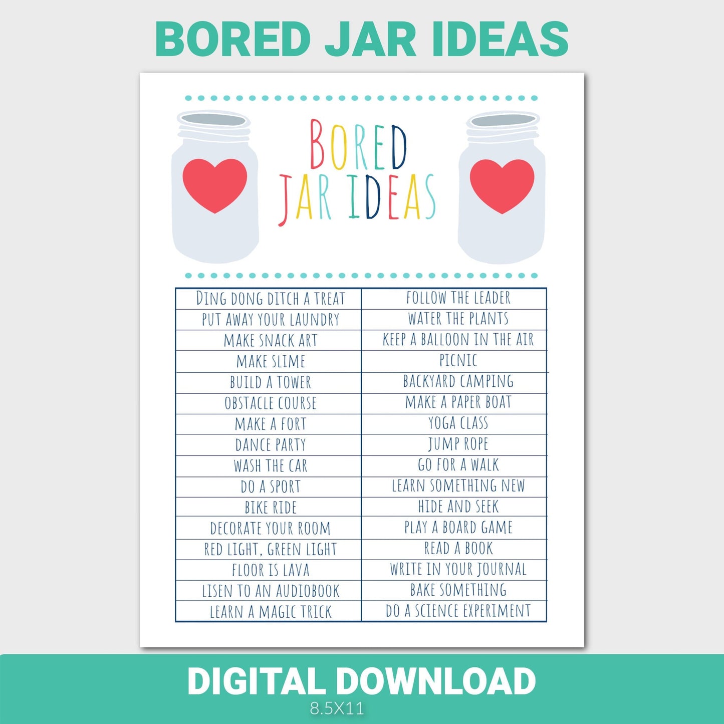 Bored Jar Ideas, Bored Jar Activity Cards, I'm Bored Jar Cards for Kids, Boredom Jar Cards and Activities, Boredom busters