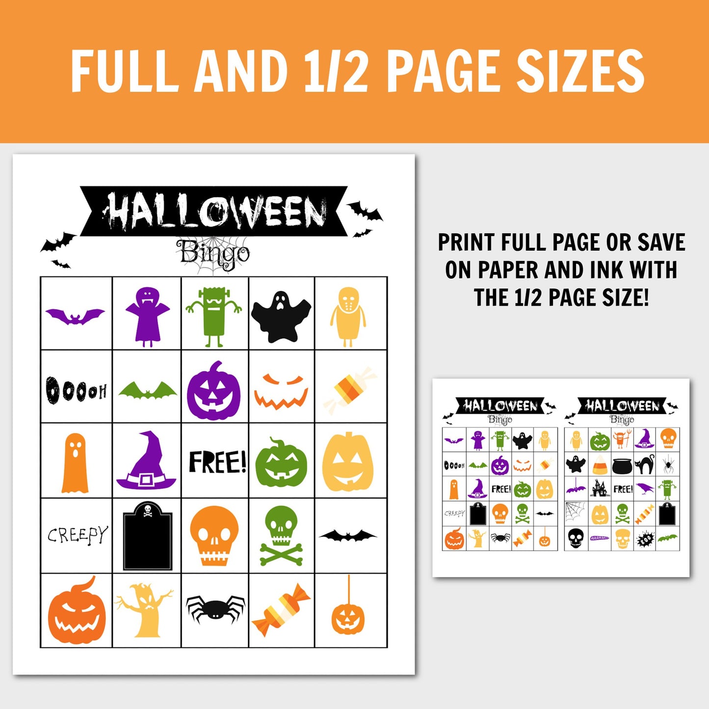 Halloween Bingo Cards, Printable PDF, 30 cards, Halloween Games, Class Party Games, Halloween Party Activities, Kids Activity Idea, Game